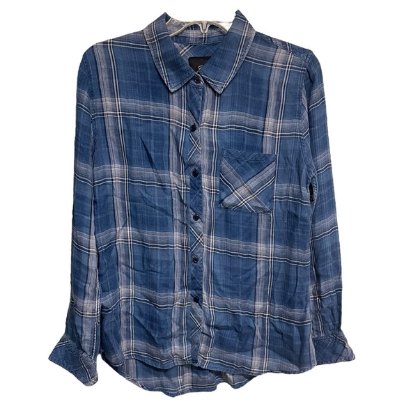 RAILS Button-up Shirt, Size Medium in Blue Plaid Lyocell Relaxed Comfy Boyfriend - Picture 1 of 8